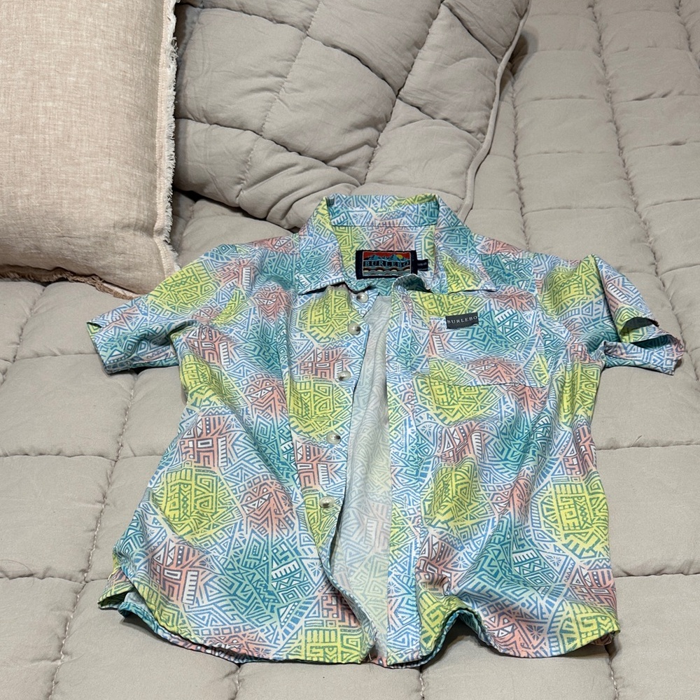 BURLEBO Kids Multicolor Geometric Button Down Shirt
